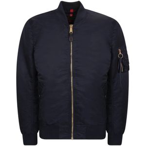 Alpha Industries, Jassen, Heren, Blauw, L, Nylon, Slim Fit Bomberjack met Vlaglabel