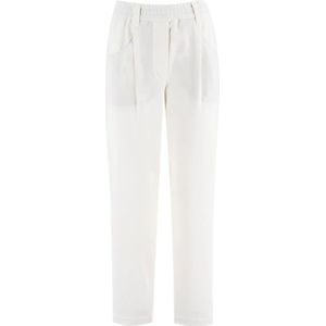 Brunello Cucinelli, Wijde Broek van Stretch Katoen Interlock Wit, Dames, Maat:M