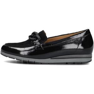 Gabor, Schoenen, Dames, Zwart, 42 EU, Suède, Zwarte Suède Loafers met Kettingdetail