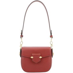 Pourchet Paris, Tassen, Dames, Rood, ONE Size, Leer, Rode Trotteur Flap Tas Organizer