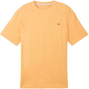 Tom Tailor, Linnen T-shirt gewassen oranje Oranje, Heren, Maat:3XL