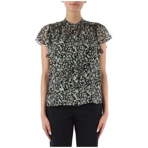 Boss, Blouses & Shirts, Dames, Veelkleurig, L, Chiffon, Chiffon blouse met Koreaanse kraag