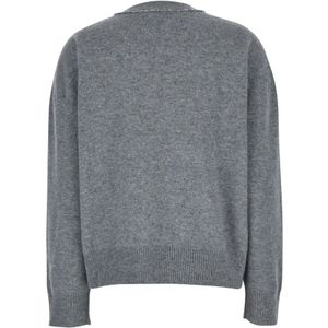 Fabiana Filippi, Truien, Dames, Grijs, M, Wol, Grijze V-hals Paillet Sweater