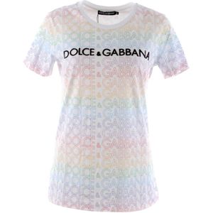 Dolce & Gabbana, Tops, Dames, Veelkleurig, M, Katoen, Dames Paillet Korte Mouw T-shirt