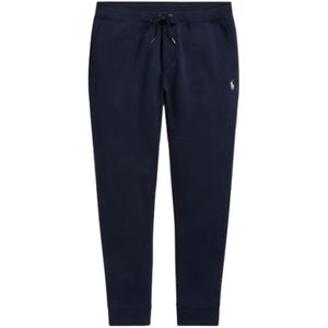 Polo Ralph Lauren, Broeken, Heren, Blauw, M, Katoen, Navy Blauwe Joggingbroek met Verstelbare Taille