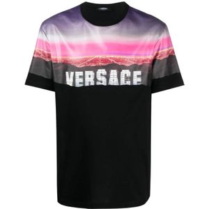 Versace, Print T-shirt met `Versace Hills` Design Veelkleurig, Heren, Maat:L
