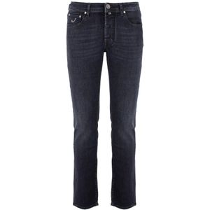 Jacob Cohën, Jeans, Heren, Blauw, W32, Katoen, Stretch katoen rinse wash slim fit jeans