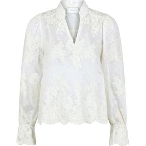 Neo Noir, Blouses & Shirts, Dames, Wit, S, Katoen, Grote Borduurwerk Blouse Off White