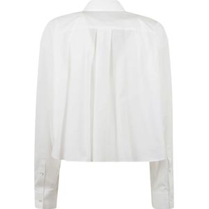 Sacai, Blouses & Shirts, Dames, Wit, M, Poplin Wool Melton Overhemd