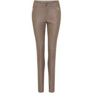 Notyz, Leren Leggings met Zadel en Rits Bruin, Dames, Maat:M