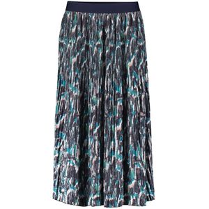 Betty & Co, Rokken, Dames, Blauw, 3Xl, Geplooide Midi Rok Grafische Print