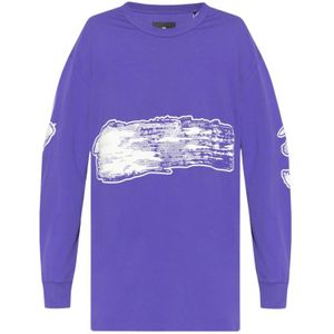 Y-3, Sweatshirts & Hoodies, Heren, Paars, M, Katoen, T-shirt met lange mouwen