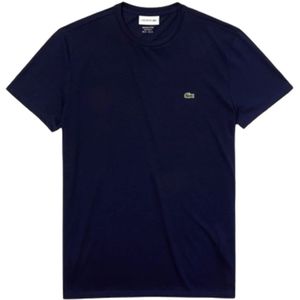 Lacoste, Tops, Heren, Blauw, M, Navy Blauw Jersey T-shirt