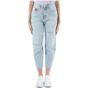 Tommy Jeans, Jeans, Dames, Blauw, W31, Katoen, Hoge Tapered Mom Fit Jeans