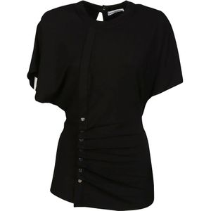 Paco Rabanne, Blouses & Shirts, Dames, Zwart, 2Xs, Zwart korte mouwen top