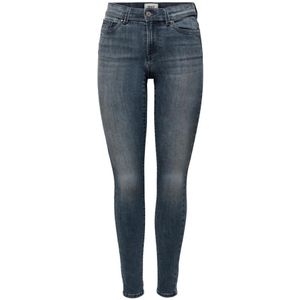 Only, Jeans, Dames, Blauw, S L30, Katoen, Blauwe effen jeans met ritssluiting en knoopsluiting voor vrouwen