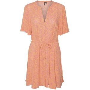 Vero Moda, Korte overhemdjurk Pink Cosmos/Huki Oranje, Dames, Maat:M