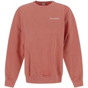 Sporty & Rich, Sweatshirts & Hoodies, Dames, Roze, L, Katoen, Flamingo Pink Crewneck Sweater
