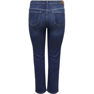 Only Carmakoma, Jeans, Dames, Blauw, 2XL L32, Denim, Donkerblauwe Denim Slim Fit Jeans