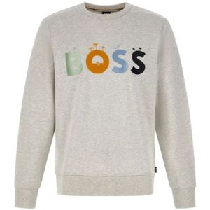 Hugo Boss, Sweatshirts & Hoodies, Heren, Grijs, L, Katoen, Grijze Logo Sweatshirt