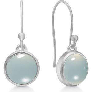 Frk. Lisberg, Accessoires, Dames, Grijs, ONE Size, Zilveren Aqua Chalcedon Oorbellen