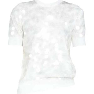 N21, Paillet T-shirt van katoen - Wit Wit, Dames, Maat:L
