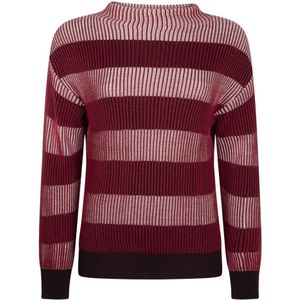 Jane Lushka, Tweekleurige Rib Gebreide Trui Rood, Dames, Maat:XL