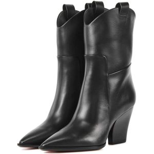 Santoni, Schoenen, Dames, Zwart, 36 EU, Leer, Zwarte Laarzen, Leer, Bestel Een Maat Kleiner