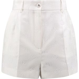 Dolce & Gabbana, Korte broeken, Dames, Wit, S, Katoen, Logo Katoenen Shorts