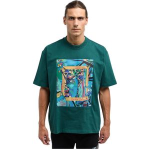Carlo Colucci, Tops, Heren, Groen, XL, Oversized T-shirt met korte mouwen