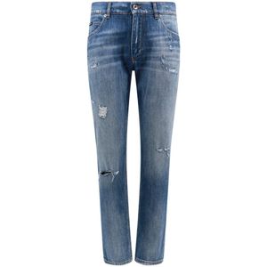 Dolce & Gabbana, Jeans, Heren, Blauw, M, Katoen, Gescheurde katoenen jeans