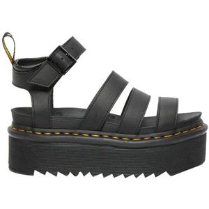 Dr. Martens, Schoenen, Dames, Zwart, 39 1/2 EU, Leer, Zwarte Leren Plateau Sandalen