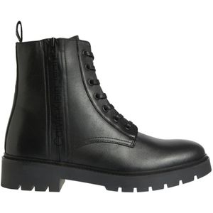 Calvin Klein, Rits Combat Mid Laarzen Zwart, Heren, Maat:41 EU