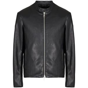 Armani Exchange, Zwarte biker-geïnspireerde jas Zwart, Heren, Maat:M