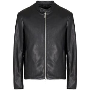 Armani Exchange, Zwarte biker-geïnspireerde jas Zwart, Heren, Maat:S