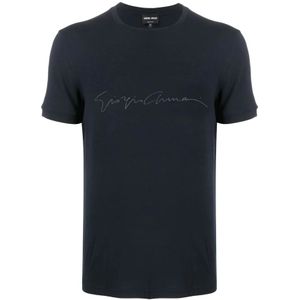 Giorgio Armani, Tops, Heren, Blauw, L, T-Shirts