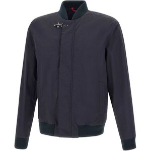 Fay, Navy Blauwe Varsity Stijl Bomberjack Blauw, Heren, Maat:XL