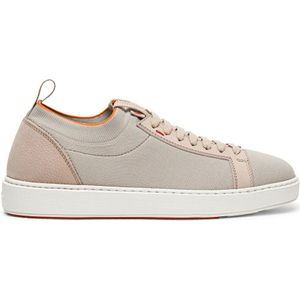 Santoni, Schoenen, Heren, Beige, 41 1/2 EU, Elastische Gebreide Instap Sneaker