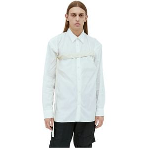 Dries Van Noten, Katoenen shirt met riem Wit, Heren, Maat:S