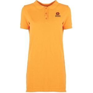 Kenzo, Kleedjes, Dames, Oranje, L, Katoen, Crest Logo Polo Jurk in Oranje