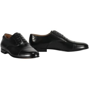 Salvatore Ferragamo, Schoenen, Heren, Zwart, 42 EU, Leer, Leren Veterschoenen Oxford Stijl