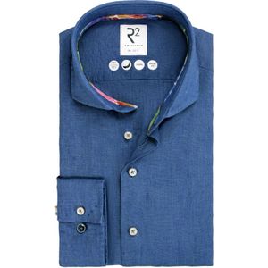 R2 Amsterdam, Overhemden, Heren, Blauw, L, Linnen, Blauw Business Overhemd Slim Fit