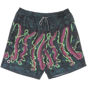 Octopus, Korte broeken, Heren, Veelkleurig, M, Polyester, Tentakel Print Zwemshorts Zwart