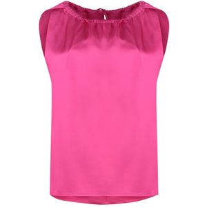 Yves Salomon, Tops, Dames, Roze, 2Xs, Satijn, Satijnen Blouse met Strikneksluiting