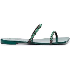 Giuseppe Zanotti, Flat Sandalen Groen, Dames, Maat:38 EU