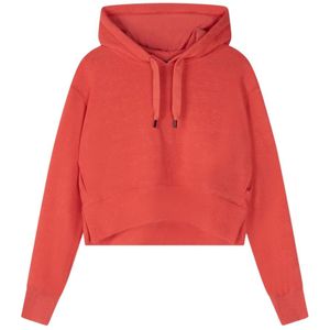 10Days, Sweatshirts & Hoodies, Dames, Rood, S, Katoen, Relaxed Fit Hooded Crop Sweater