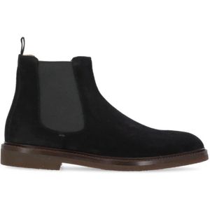 Brunello Cucinelli, Schoenen, Heren, Zwart, 42 EU, Suède, Zwarte Suède Leren Laarzen voor Mannen