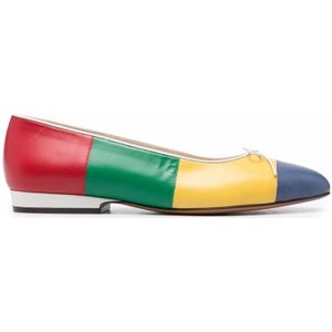 Salvatore Ferragamo, Kleurblock Leren Ballerina`s Rood, Dames, Maat:38 EU