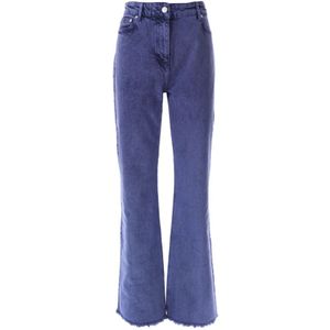 Moschino, Jeans, Dames, Blauw, W29, Katoen, Blauwe Flare Jeans Met Rafelrand