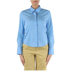 Pennyblack, Blouses & Shirts, Dames, Blauw, M, Katoen, Slim Fit Katoenen Popeline Overhemd